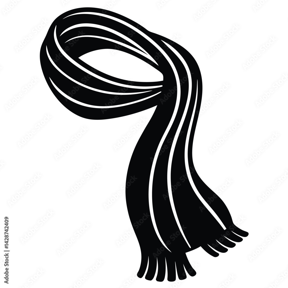 Poster isolated black vector dancer using element flowing scarf with white background