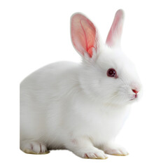 Fototapeta premium White rabbit standing and looking to the side