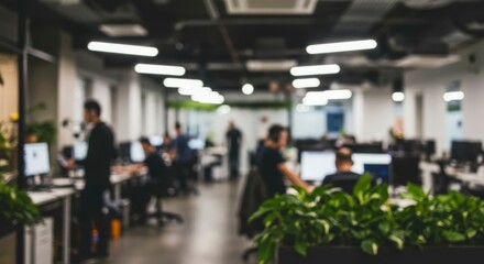 Fototapeta premium Blurred modern office interior
