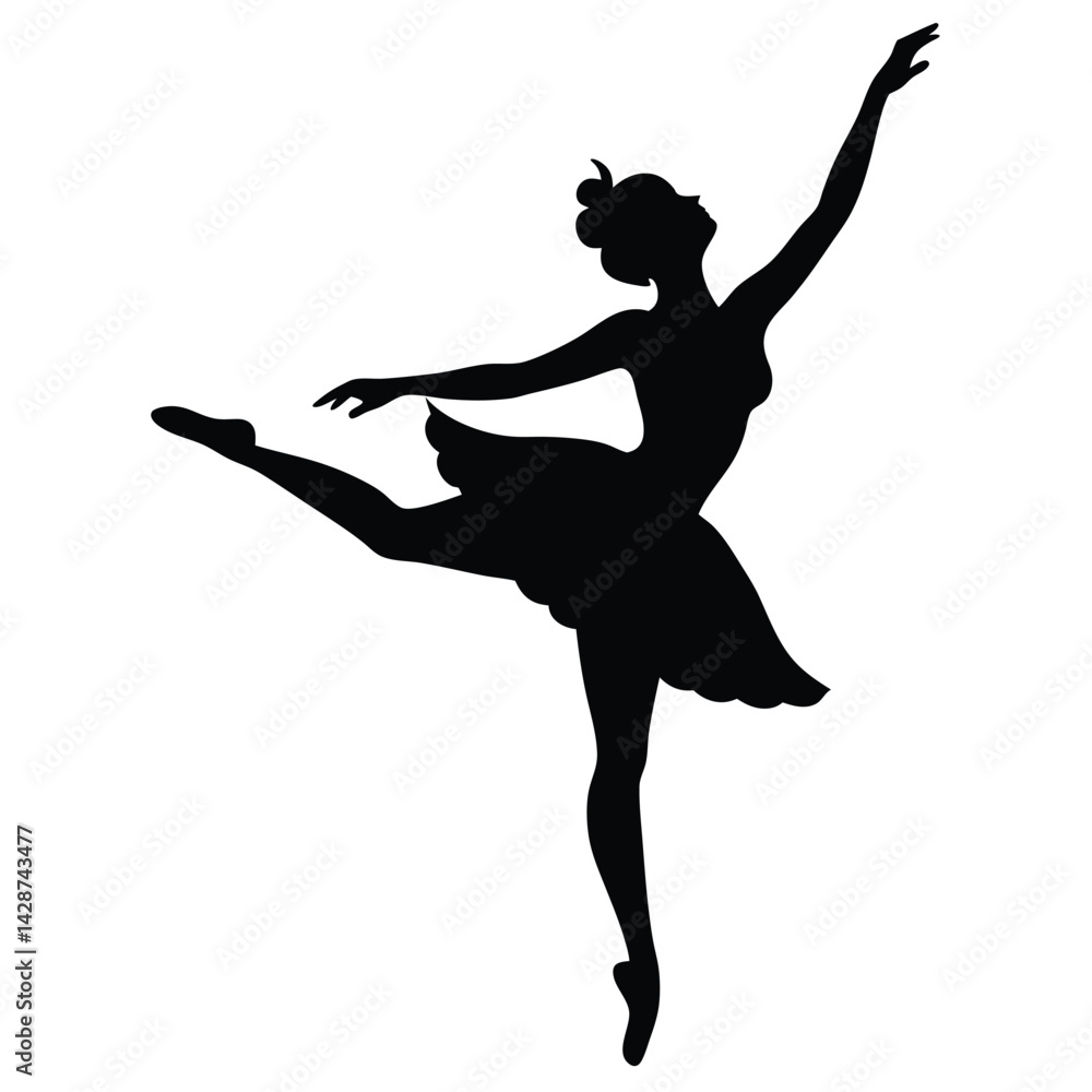 Poster isolated black vector dancer using element grand jet with white background