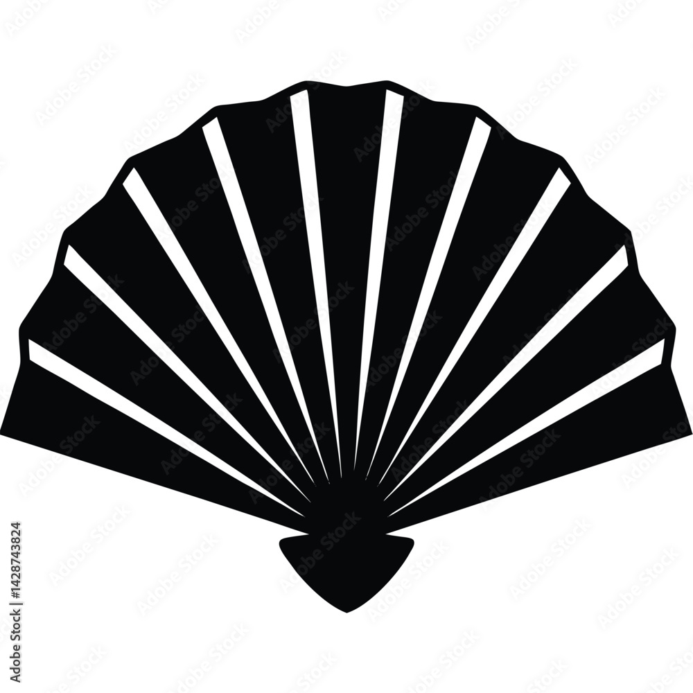 Poster isolated black vector dancer using element hand fan for flamenco with white background