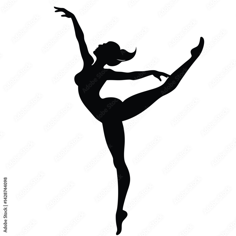 Poster isolated black vector dancer using element grand jet with white background
