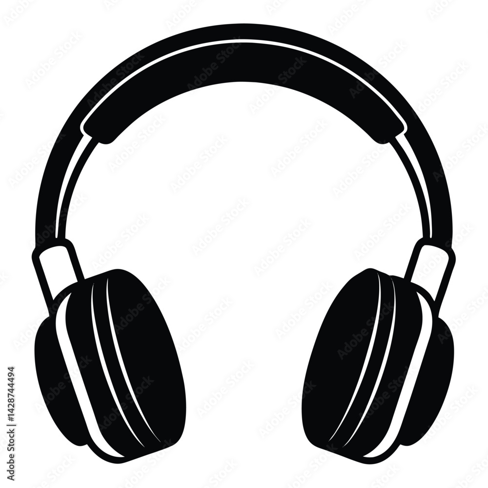 Poster isolated black vector dancer using element headphones with white background