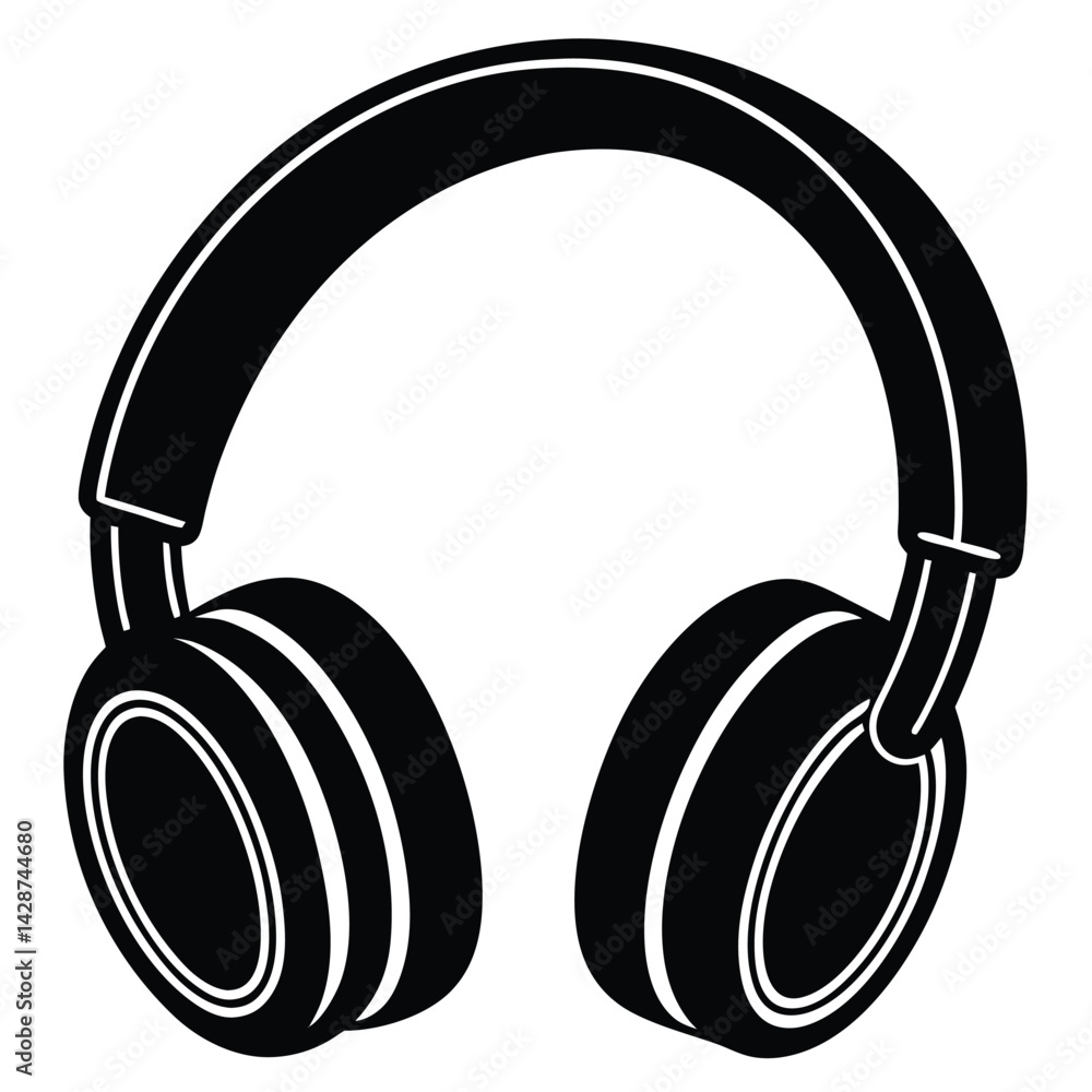 Poster isolated black vector dancer using element headphones with white background