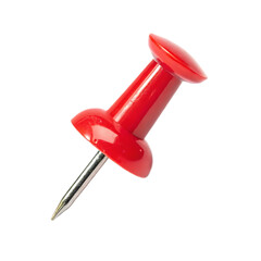 Close-up of a vibrant red push pin on black background. PNG and transparent background