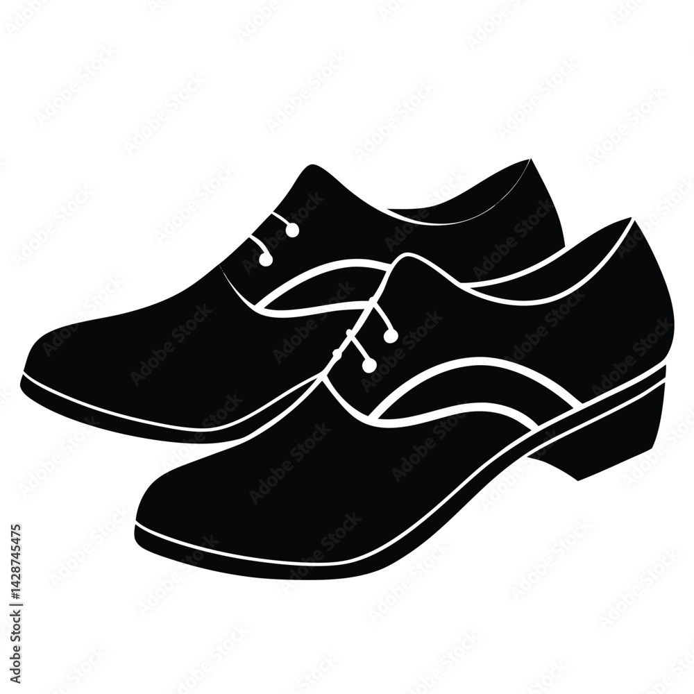 Poster isolated black vector dancer using element jazz shoes with white background