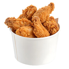 Crispy Fried Chicken Wings in a White Paper Container PNG and transparent background