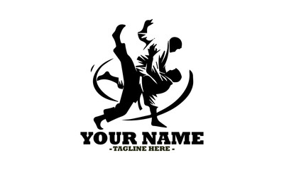 Judo silhouette grappling, judo vector illustration and illustration background judo logo vector design