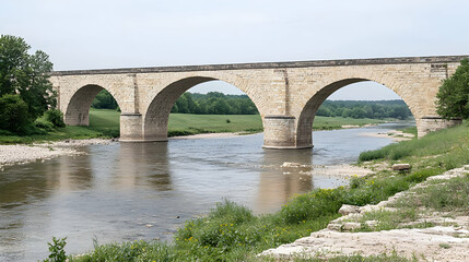 Stone Arch Bridge Over River Landscape