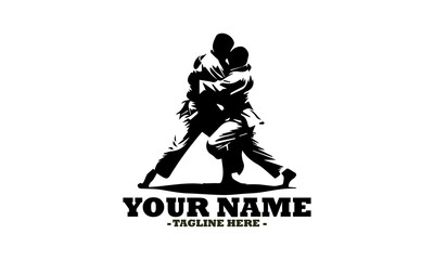 Judo silhouette grappling, judo vector illustration and illustration background judo logo vector design