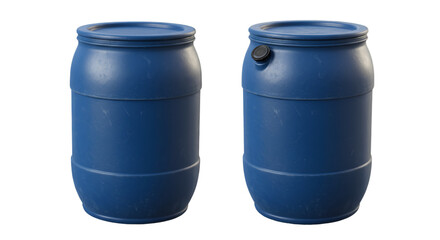 Blue plastic barrel stock photo