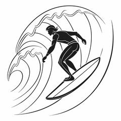 silhouette surfer riding wave dynamic pose