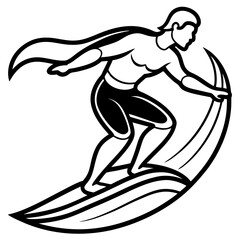 silhouette surfer riding wave dynamic pose