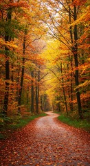 Obraz premium Autumn's Golden Path AI Generated