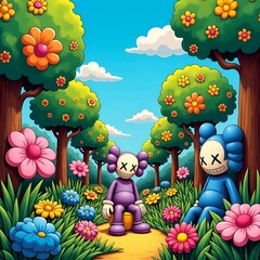 Fototapeta premium easter bunny with eggs