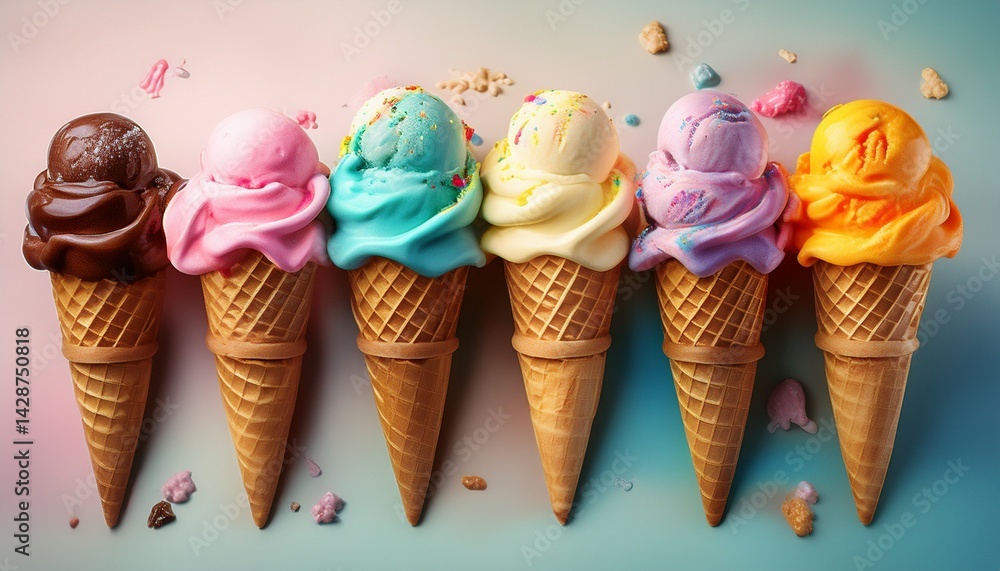 Poster ice cream cones on isolated background generative ai