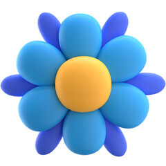 Blue Flower Icon 3D