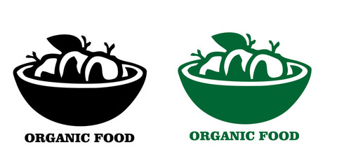 organic food logo with thin line wheat ears