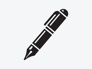 Fototapeta premium A solid black pen silhouette illustration, set of pen vector