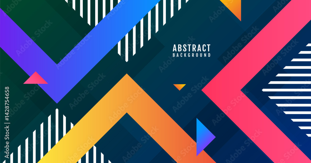Poster geometric abstract background overlap layer on dark space with colorful arrows effect decoration. mo