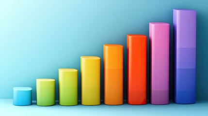 D bar graph with vibrant gradient colors on a soft blue background