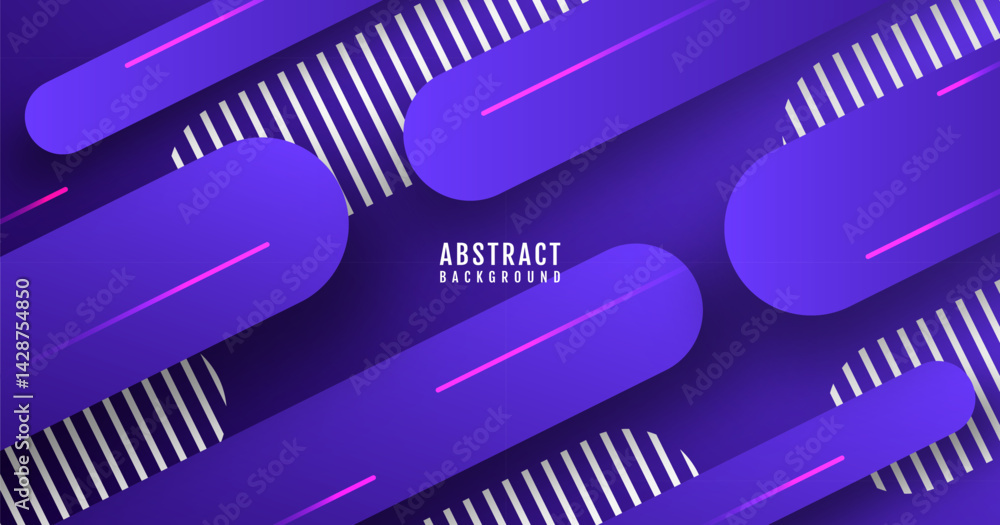 Poster 3d purple abstract background overlap layer on dark space with rounded lines effect decoration. mode