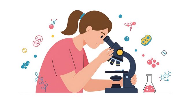 Young scientist exploring microscopic world with focus on advanced study