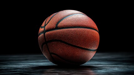 Obraz premium Close-up of a basketball on a dark surface