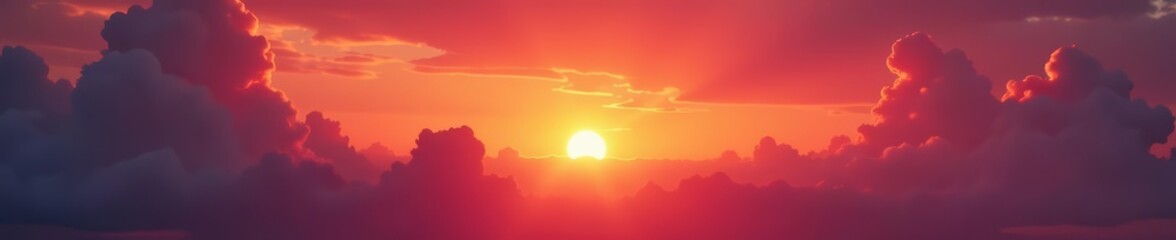 Scenic view of red and yellow clouds in a stunning sunset, atmospheric, weather, landscape