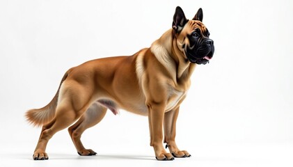 Obraz premium Majestic mastiff, powerful stance, white background, powerful dog, giant breed, watchful