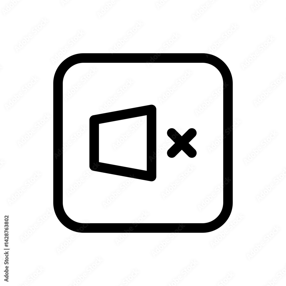 Poster silent mode vector icon for audio control, notification settings, and device sound management, flat 