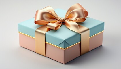Obraz premium pastel color gift box with gold ribbon on white background generative ai