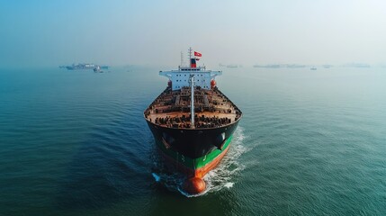 Fototapeta premium Large cargo ship navigating open waters