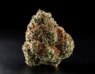 single dried cannabis nug on black