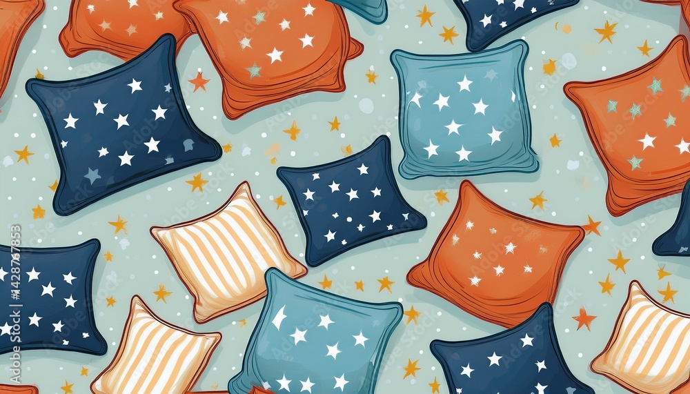 Poster soft pillows seamless pattern simple pillow with stars dots and stripes decor cosy abstract print fo