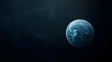 Glowing Digital Planet In Outer Space