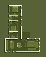 Architectural Floor Plan For Home Two Bedrooms.
