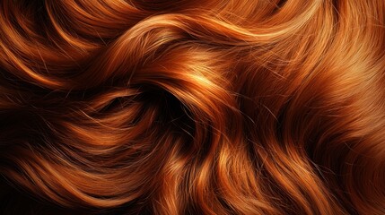 Copper-colored, flowing hair texture fills the frame