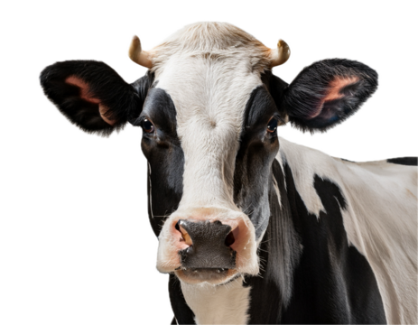 Milk dairy cow isolated on transparent background