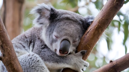 Obraz premium A sleeping koala on tree branch