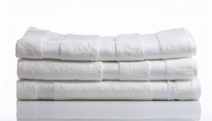stacks of white towels isolated on white background