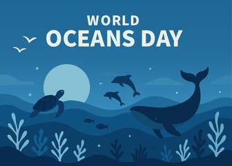 World Oceans Day Marine Illustration