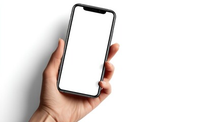 Smartphone in Hand: A sleek, modern smartphone, held gently in a hand with the bright, clear screen ready for the next digital interaction. It represents the future of communication