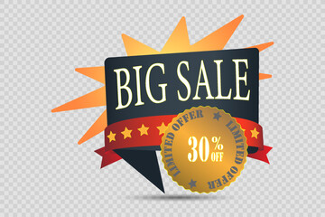 Big sale and discounts. Banner sticker. Vector illustration