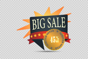 Big sale and discounts. Banner sticker. Vector illustration