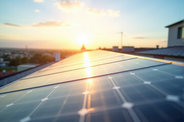 Fototapeta premium A close-up of a roof with both solar panels and a skylight, showing the house’s energy-efficient design