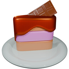 3d illustration of layered chocolate cake