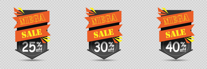 Collection of vector discounts and sale offers.