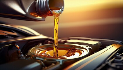 pouring changing car engine oil generative ai