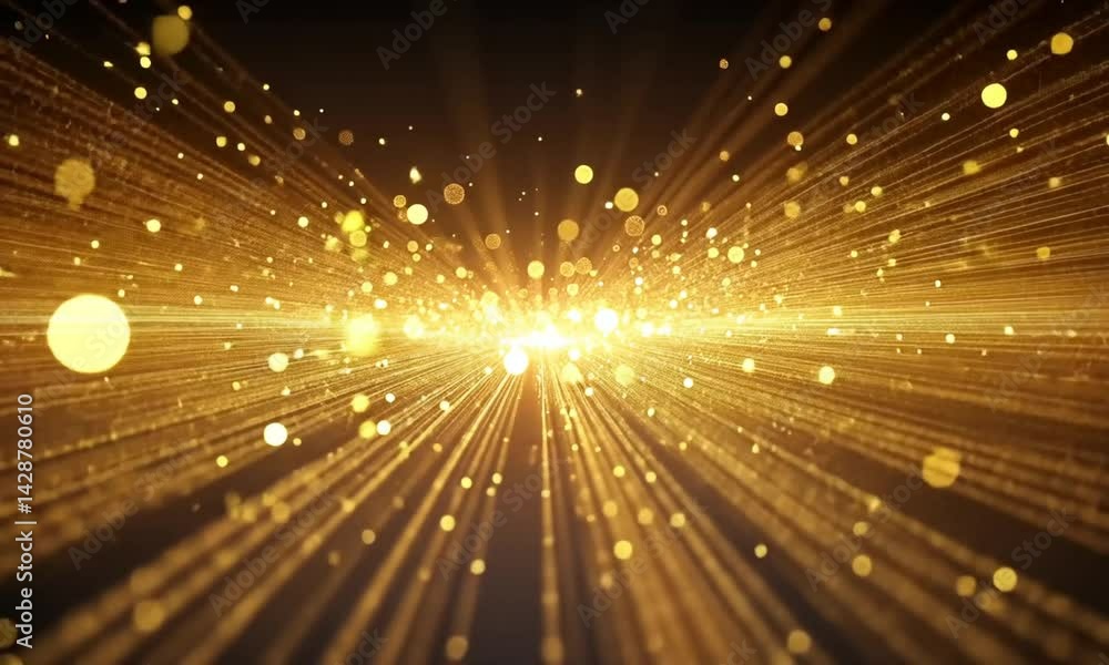 Wall mural a sequence of golden bokeh bursts glowing across a dark background made with generative ai technolog